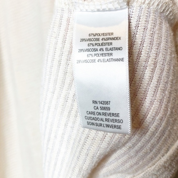 Simply Noelle Cream Striped V-Neck 3/4 Sleeve Tunic Top with Pockets Women's S/M - Picture 16 of 16